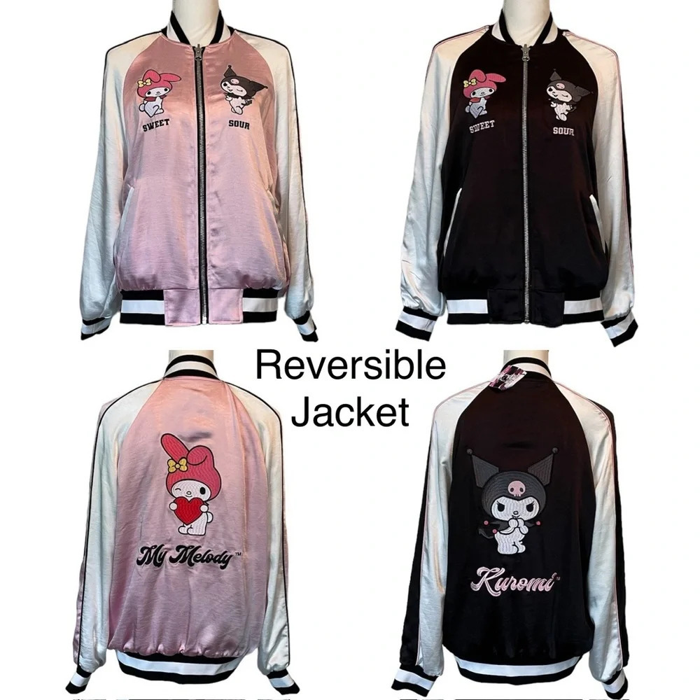 Hello Kitty And Friends x Forever 21 Reversible Pink & Black Small Bomber Jacket